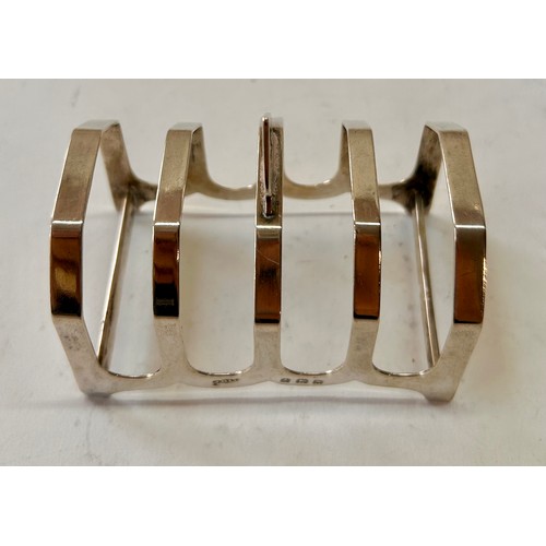 218 - Silver Hallmarked Four Slot Toast Rack. 8cm x 7cm x 5cm, 45.3Grams.