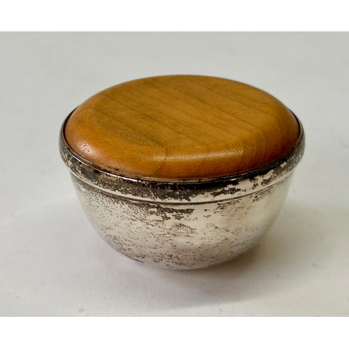 222 - Silver Hallmarked Weighted Wooden Topped Office Papper Weight. 7cm x 4.5cm.
