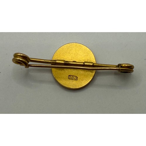 94 - 18Ct Gold Diamond Stone Set Pin Broach. 7cm x 2.5cm, 7.41Grams.