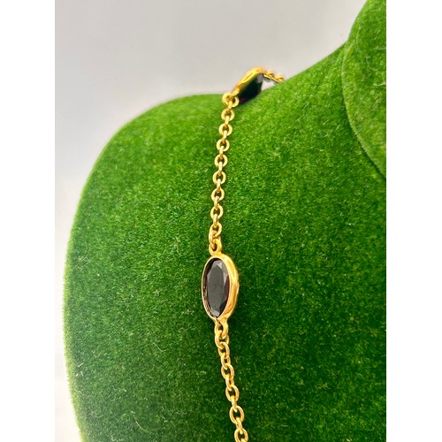 96A - 9Ct Gold Multi Victorian Garnet Stone Set Necklace. 37cm Link To Link, 8.26Grams.