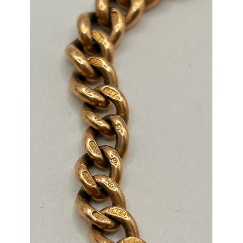 97 - 9CT Gold Hallmarked Curb Chain Heart Padlock Bracelet. 18.57Grams.