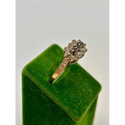 78 - Sterling Silver Stamped 925 Ruby And Diamond Style Stone Set Ring. Uk Size T.