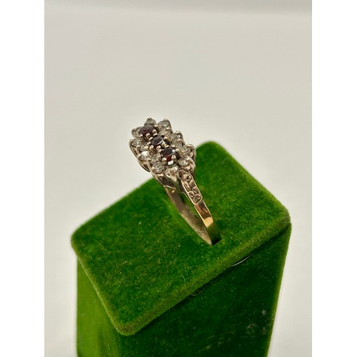 78 - Sterling Silver Stamped 925 Ruby And Diamond Style Stone Set Ring. Uk Size T.
