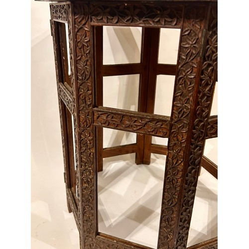 5 - Octagonal Anglo Indian  Carved Wooden Side Table. 56cm x 54cm