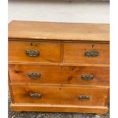 1 - Vintage Two Over Two Pine Chest Of Drawers. 100 x 86 x 46 cms