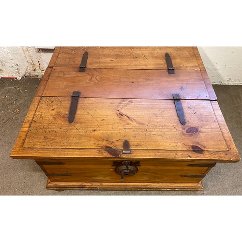 3 - Pine Trunk Dual Compartments With lift Up Drawers. 92 x 93 x 46