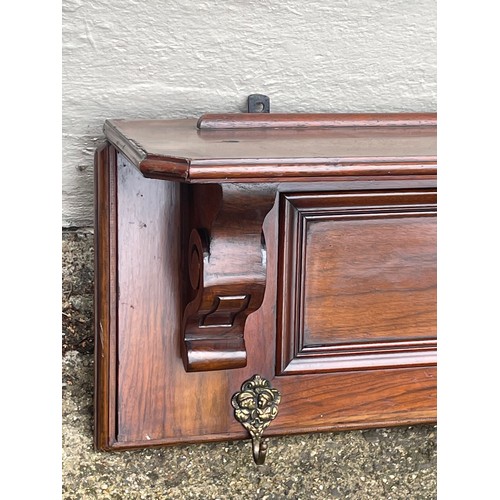 8 - Antique Continental Coat Hook Shelf. 129 x 29 x 22 cms