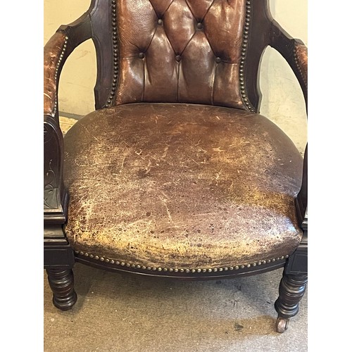 13 - Vintage Button Back  Library Chair