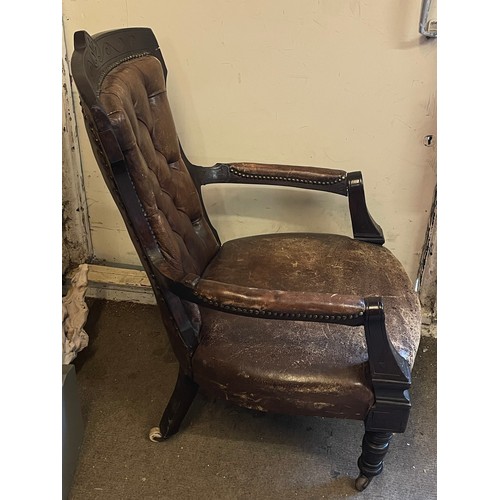 13 - Vintage Button Back  Library Chair