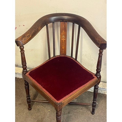 18 - Antique Inlaid Corner Chair.