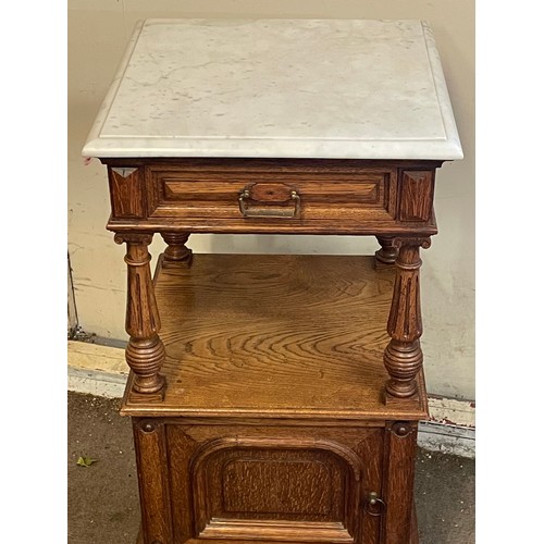 23 - Antique French Night Stand / Bedside Unit. 46.5 x 46.5 x 87.5 cms
