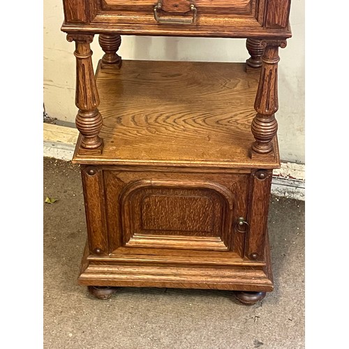 23 - Antique French Night Stand / Bedside Unit. 46.5 x 46.5 x 87.5 cms