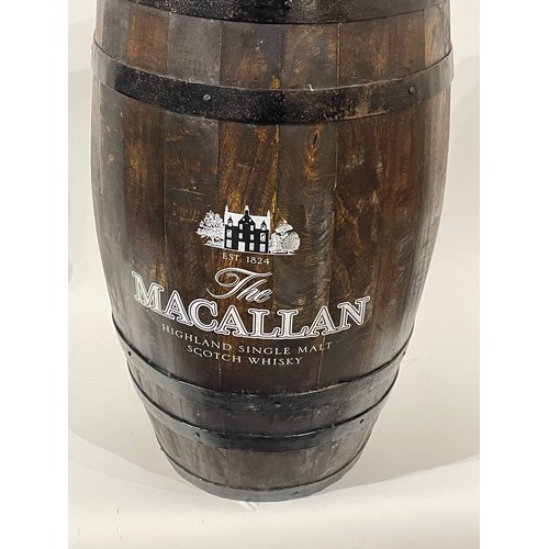 28 - Coopered Barrel / Stick Stand With Macallan Livery. 61 cms High