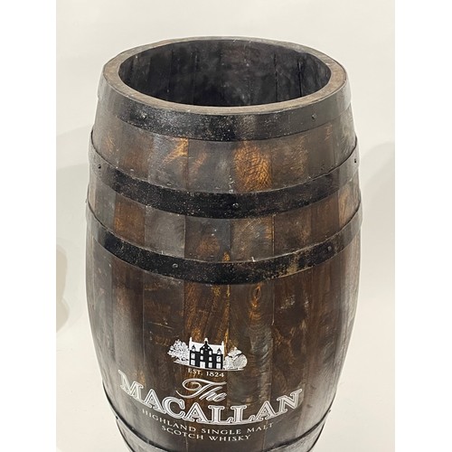 28 - Coopered Barrel / Stick Stand With Macallan Livery. 61 cms High