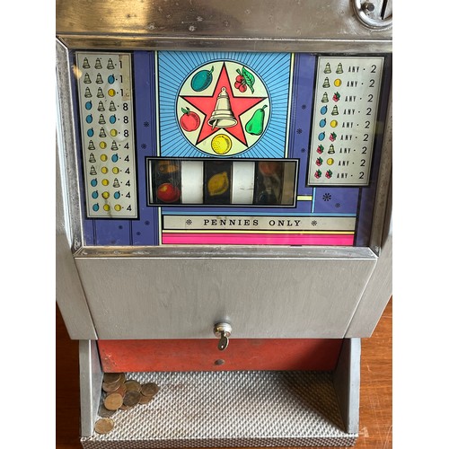54 - Vintage One Arm Bandit / Fruit Machine 44 x 33 x 73 cms