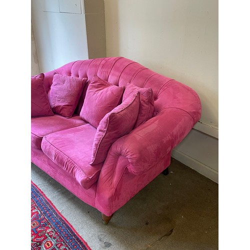 45 - Two Seater Pink Suede / Velvet Sofa