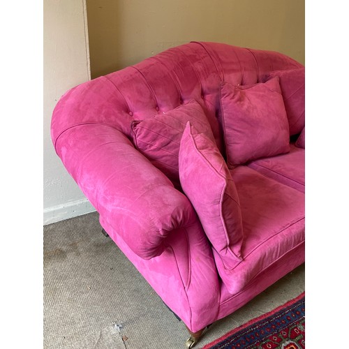 45 - Two Seater Pink Suede / Velvet Sofa