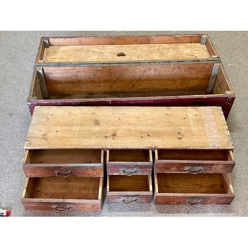 15A - A Multi Drawered Box Along With A Wood Transport Box. 94 x 27 x 25 cms (2)