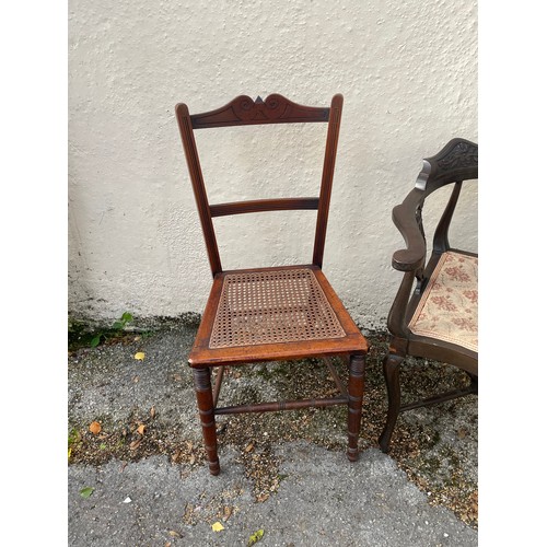 30A - Two Antique Chairs. A Cane Seated Chair Along With A Corner Chair. (2)