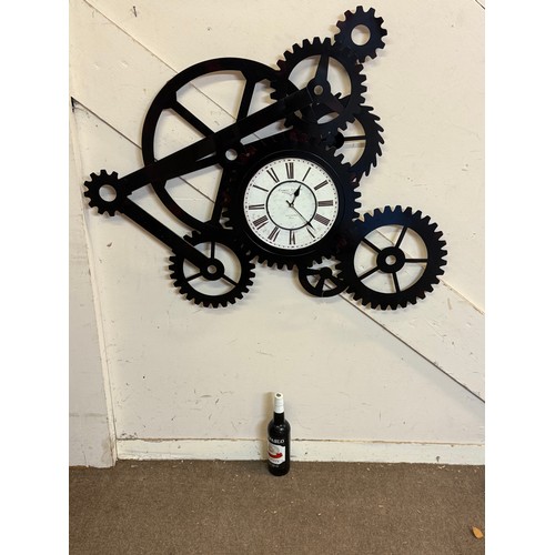 Large Industrial Style Cog Clock. 105 x 84 cms