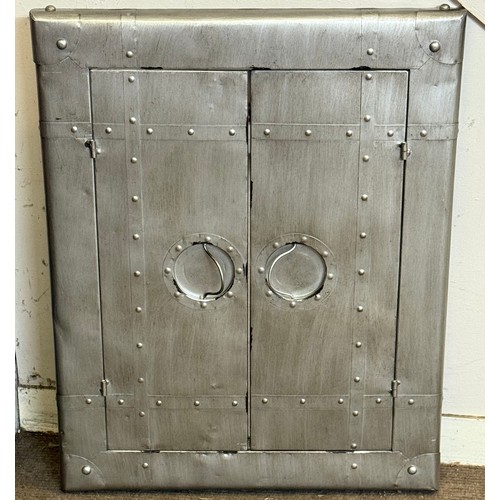 509 - Industrial Style Mirror With Doors. 57 x 72 cms