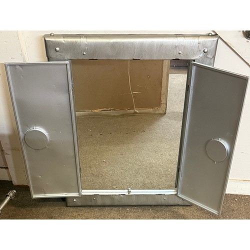 511 - Industrial Style Mirror With Doors. 57 x 72 cms