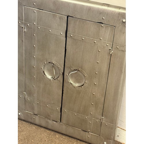 516 - Industrial Style Mirror With Doors. 57 x 72 cms
