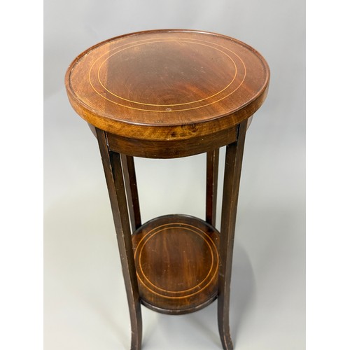 2 - Edwardian Inlaid Plant Stand. 30 x 31 x 79 cms