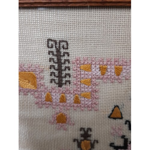 287 - Framed and Glazed Vintage Embroidery, 44cm x 44cm