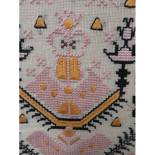 287 - Framed and Glazed Vintage Embroidery, 44cm x 44cm