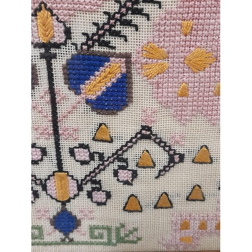 287 - Framed and Glazed Vintage Embroidery, 44cm x 44cm