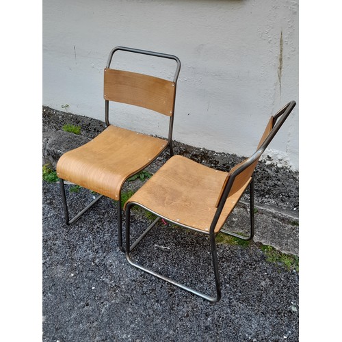 30 - Pair of Vintage Steel tube and Plywood School Chairs