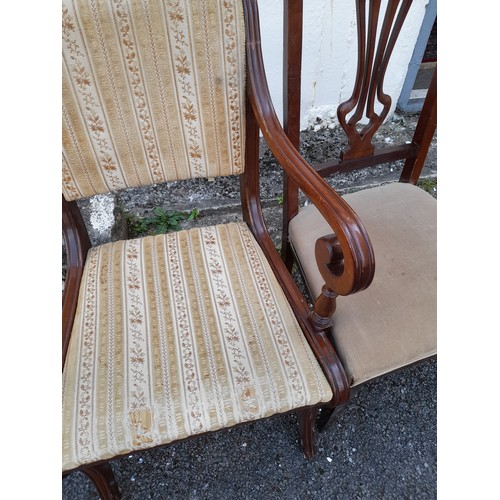 34 - 2x Chairs to include an Armchair with Scroll Arms and a Dinning Chair