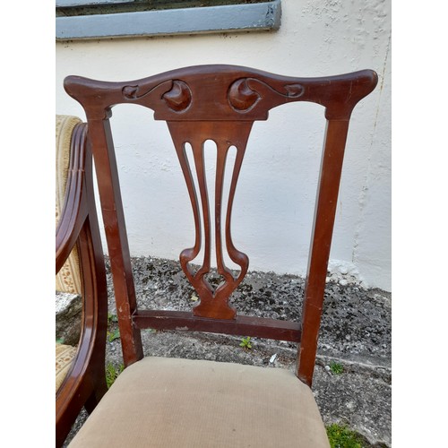 34 - 2x Chairs to include an Armchair with Scroll Arms and a Dinning Chair