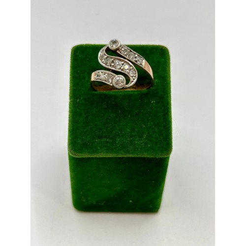 112 - 18Ct Gold Hallmarked Diamonds Stone Style Ring. Uk Size P, 3.57Grams.