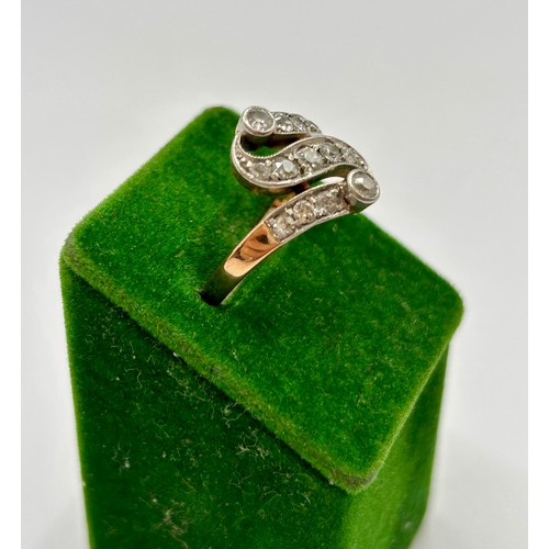 112 - 18Ct Gold Hallmarked Diamonds Stone Style Ring. Uk Size P, 3.57Grams.