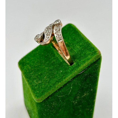 112 - 18Ct Gold Hallmarked Diamonds Stone Style Ring. Uk Size P, 3.57Grams.