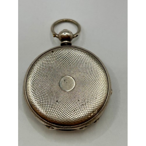 114 - Decorative Silver Ladies Pocket Watch. 5cm.