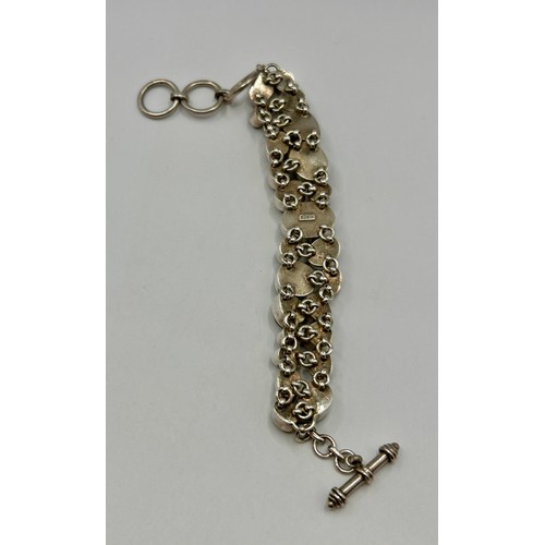 117 - Sterling Silver Stamped 925 Mixed Agate Stones Bracelet. 21cm Link To Link, 56.23Grams.