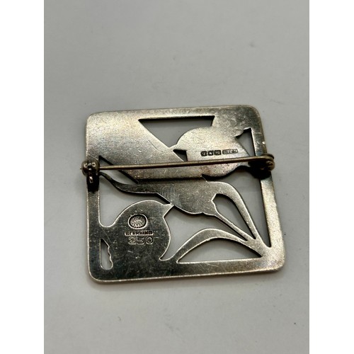129 - George Jenson Silver Hallmarked Wren 250 Brooch . 2.5cm x 25cm, 18.75Grams.