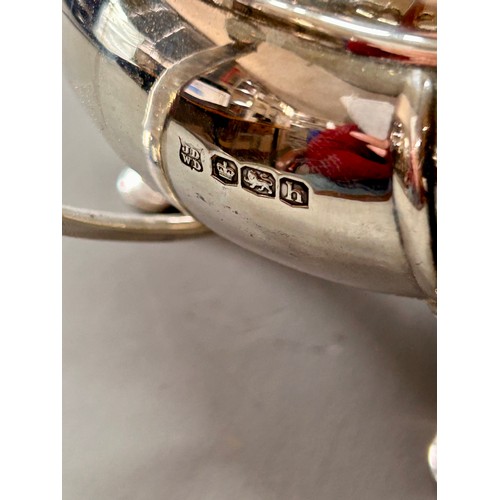 142 - Silver Hallmarked Decorative Rimmed Double Handled Large Sugar Bowl. 26cmm x 16cm, 408.9Grams.