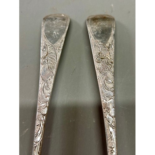 148 - Pair Of Large Georgian Silver Hallmarked Decorative Berry Spoons, To include Creature Faces, Makers ... 