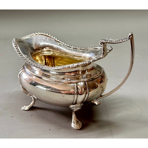 149 - Decorative Silver Hallmarked Four Footed Gravy Boat, Makers Mark JD.WD, 17cm x 13cm, 243.6Grams.