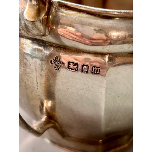 152 - Silver Hallmarked Doubled Handled Sugar Bowl, Makers Mark J.B.C.A.Ltd, 15cm x 9cm, 205.4Grams.