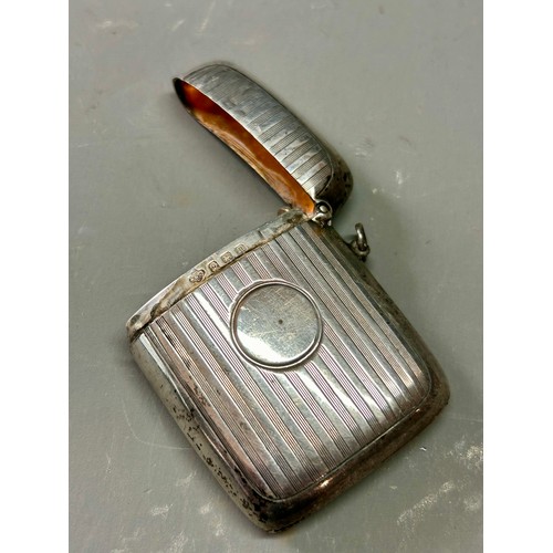 155 - Silver Hallmarked Decorative Vesta Case. 3cm x 2.5cm, 35.6Grams.