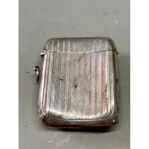 155 - Silver Hallmarked Decorative Vesta Case. 3cm x 2.5cm, 35.6Grams.