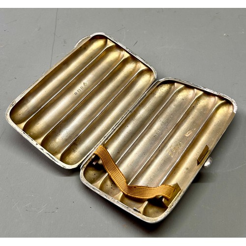 156 - Silver Hallmarked Four Cigar Case, Makers Mark R.M.E.H. 11cm x 7cm, 176.7Grams.