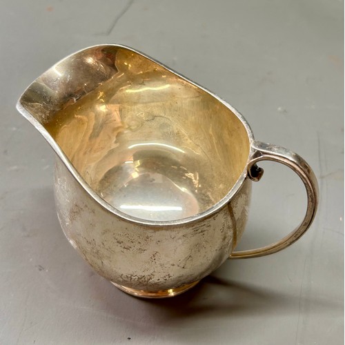 157 - Singled Handled Silver Hallmarked Cream Jug, Makers Mark G&G. 8cm x 6cm, 110.6Grams.