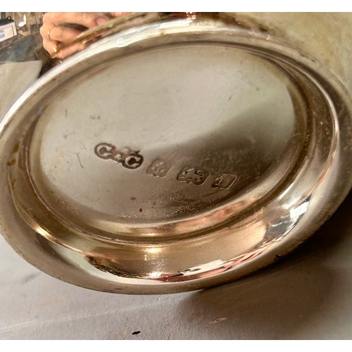 157 - Singled Handled Silver Hallmarked Cream Jug, Makers Mark G&G. 8cm x 6cm, 110.6Grams.