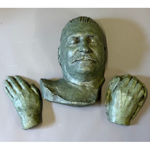 99 - Bronze Cast Death Mask And Hands Of Joseph Stalin . 33 x 23 cms Mask (3)